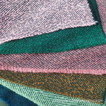 Boucle loops yarn herringbone colorful design fabrics